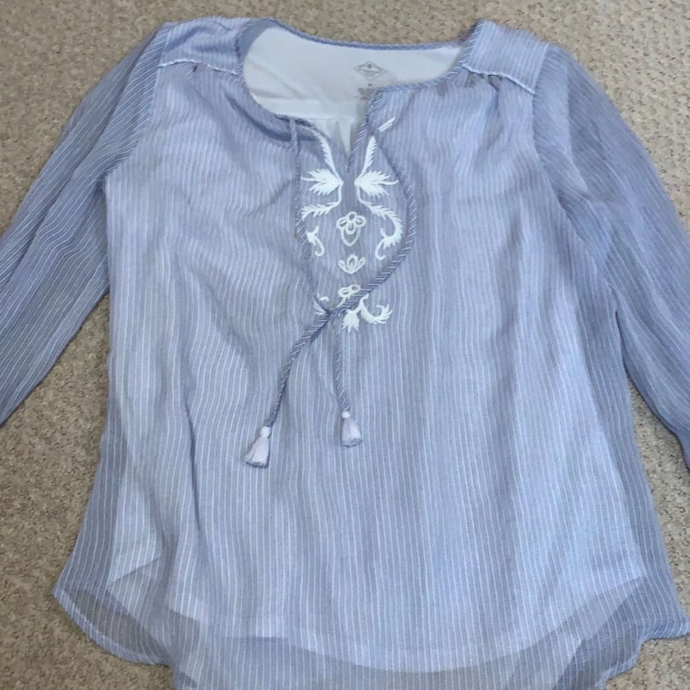 Blue and white blouse